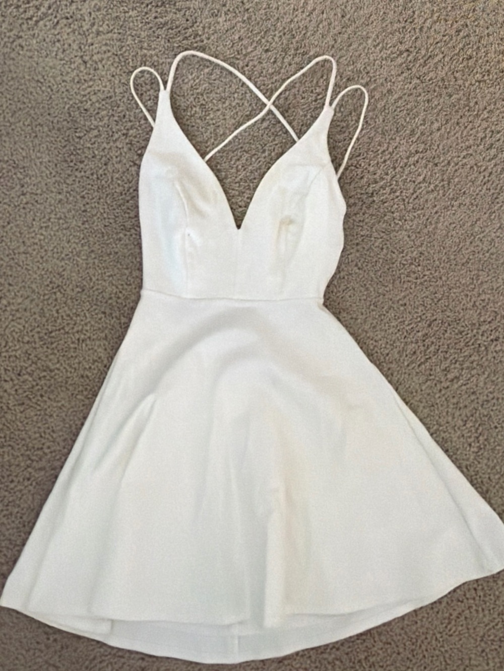 Lulu's White Crisscross Strappy V-Neck Mini Dress
